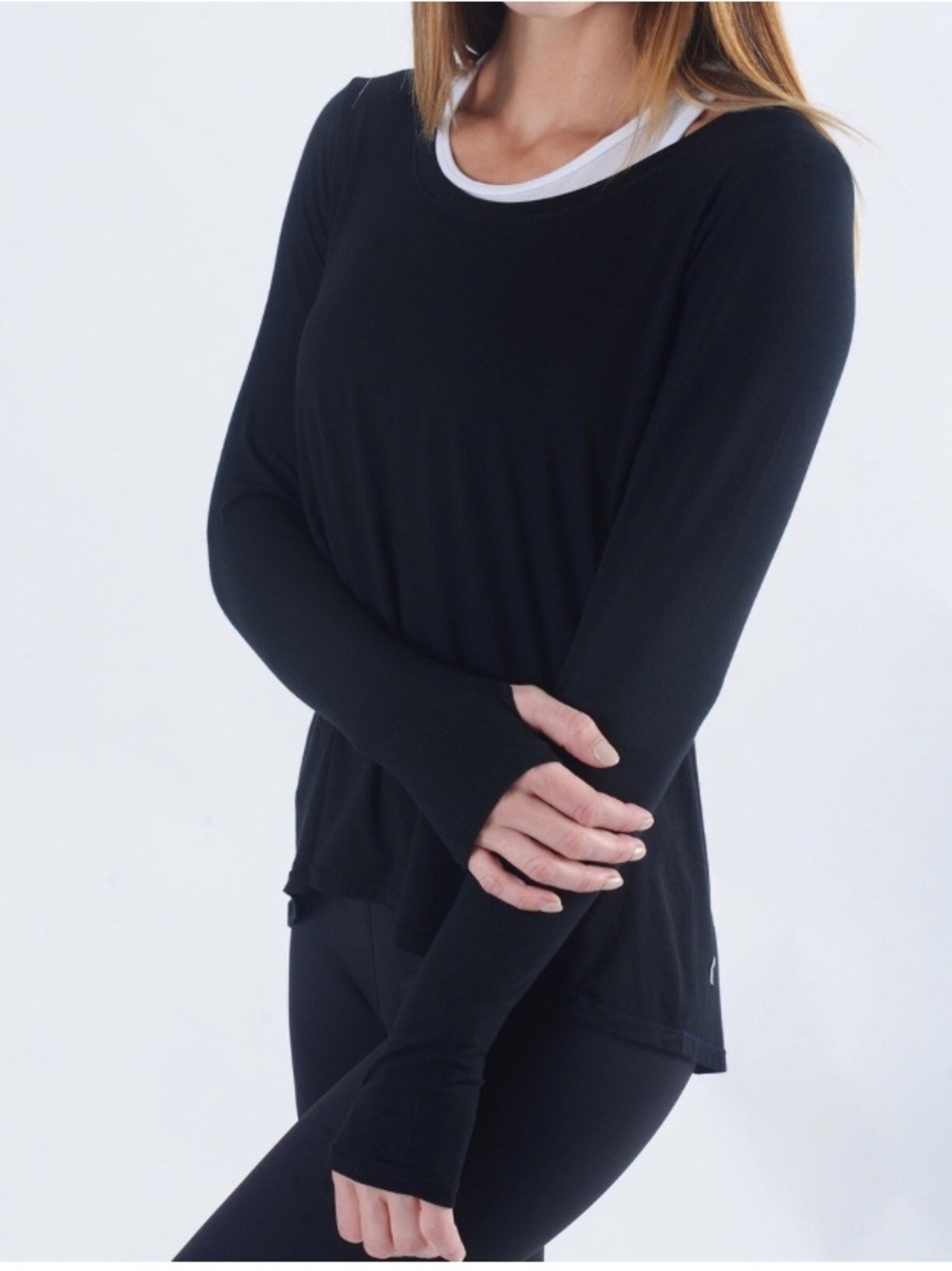Zyia Women's Black Long-Sleeve Performance Top Large w/ Moon Logo